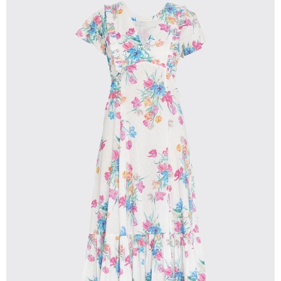 NWT LOVESHACKFANCY Vinnie Short Flutter Sleeve Maxi Dress Floral Size 12 - Picture 9 of 9
